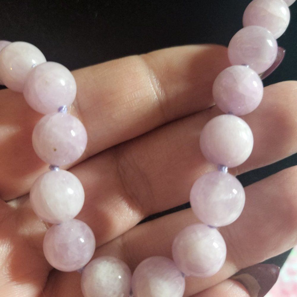Kunzite Bead Necklace in Sterling Silver Magnetic Clasp - Picture 6 of 7